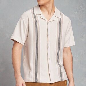 Original Use Cream and Black Striped Polo